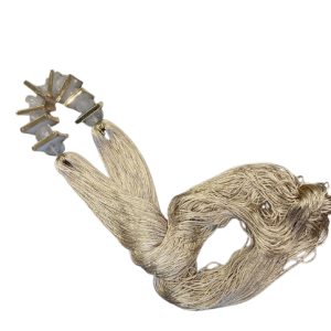 Colar de Mesa Fios de Seda e Pedra Quartzo Branco