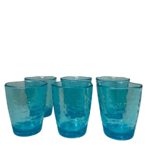 Jogo de Copos de Acrílico Azul Martelado