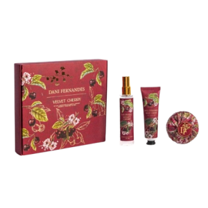 Kit Presenteável Spray, Creme Para As Mãos e Sabonete em Barra Velvet Cherry Dani Fernandes