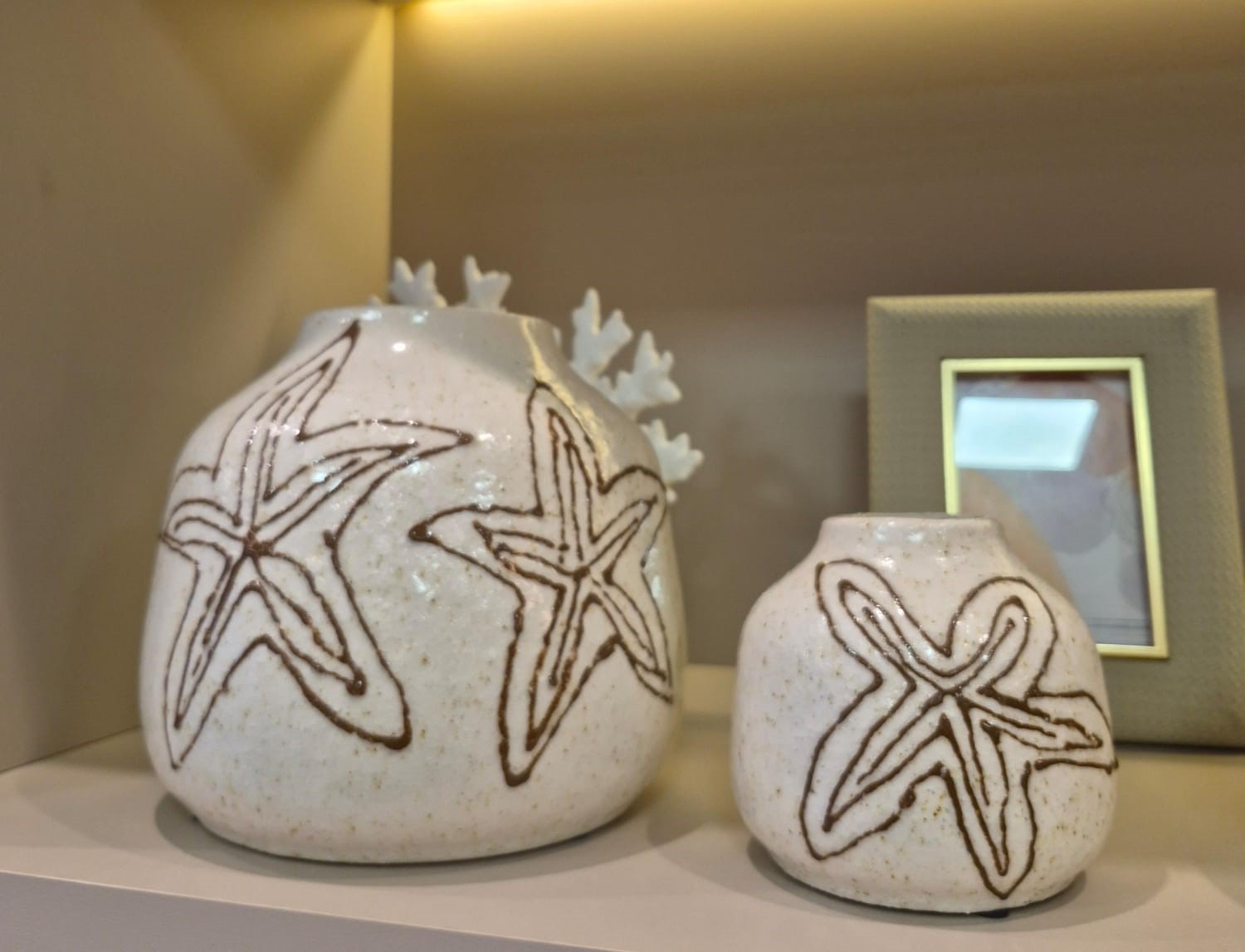 Vaso De Cer mica Branco Estrela Do Mar Esmaltado P Studio MK Home Vaso De Cer mica Branco Estrela Do Mar Esmaltado P Studio MK Home