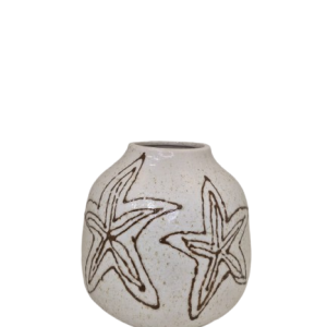 Vaso de Cerâmica Branco Estrela do Mar Esmaltado G