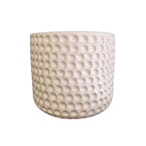 Vaso Decorativo de Cerâmica Branco Com Bolinhas  Pangel