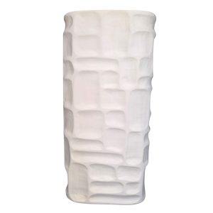 Vaso Decorativo em Resina Branco Detalhes Cethera