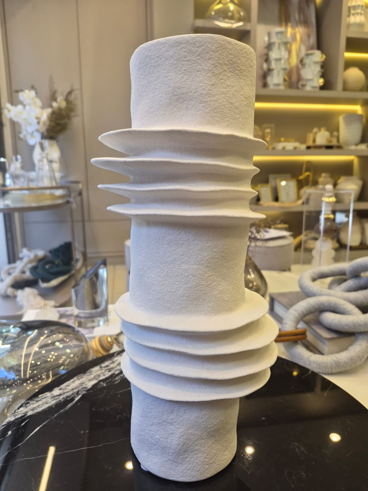 Vaso decorativo de cerâmica branco Burk Duo - Imagem 2