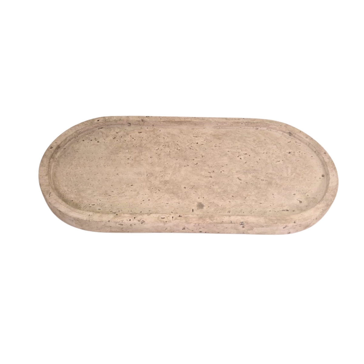 Bandeja Decorativa em Resina Estilo Mármore Travertino M - Imagem 2