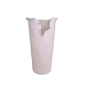 Vaso Decorativo em Cerâmica Branco com Bordas Orgânicas