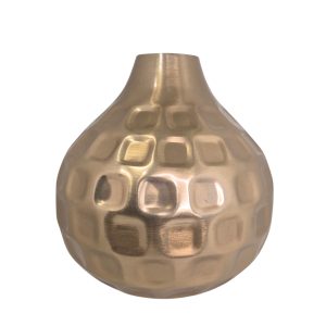Vaso Decorativo em Metal Dourado Amassado M