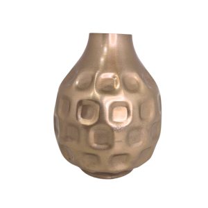Vaso Decorativo em Metal Dourado Amassado  P