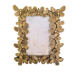 Porta Retrato em Resina Borboleta Dourada P