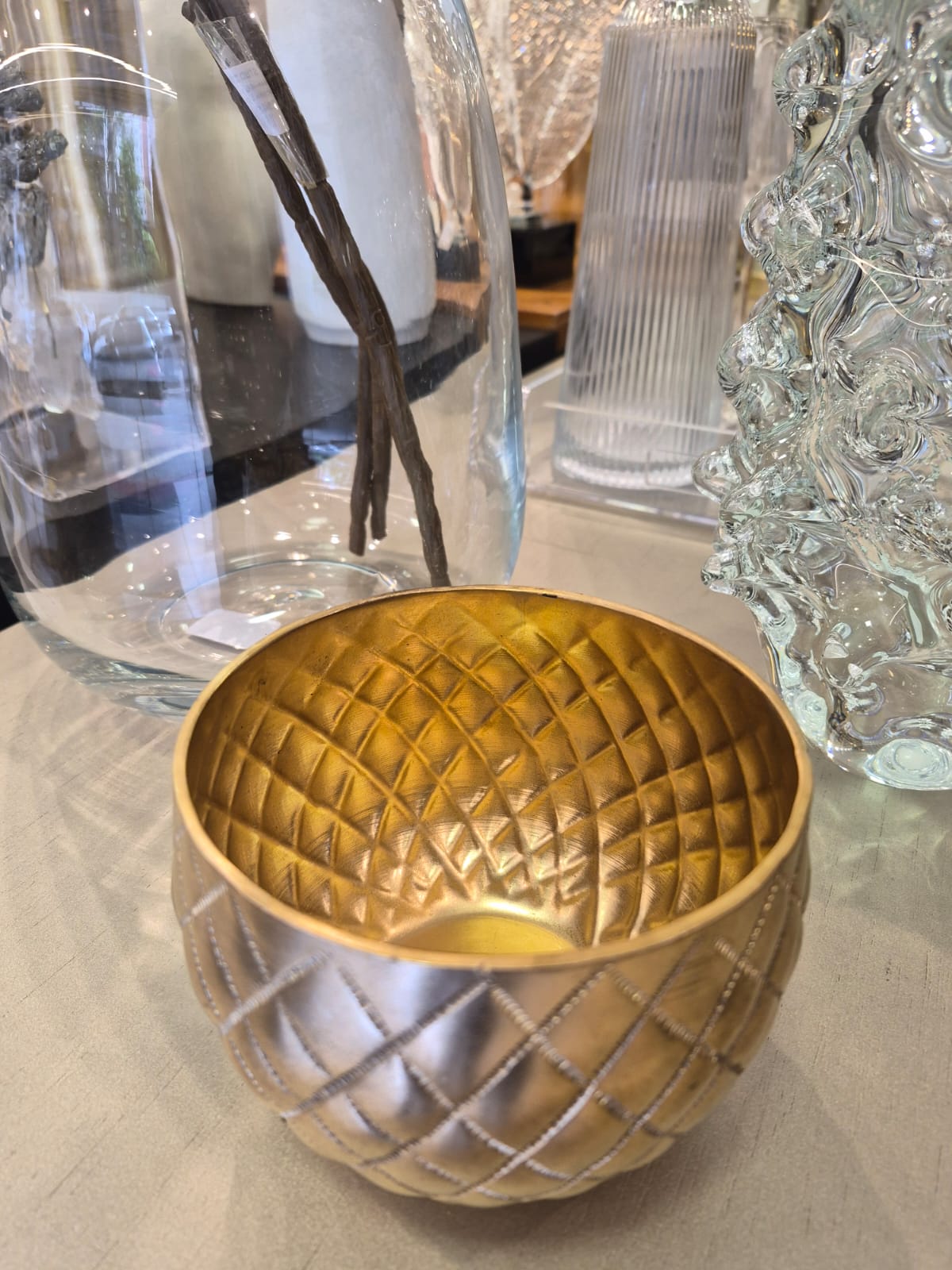 Cachepot Xadrez Dourado M - Imagem 3