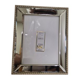 Porta Retrato Espelhado com Moldura Champanhe Trançada M