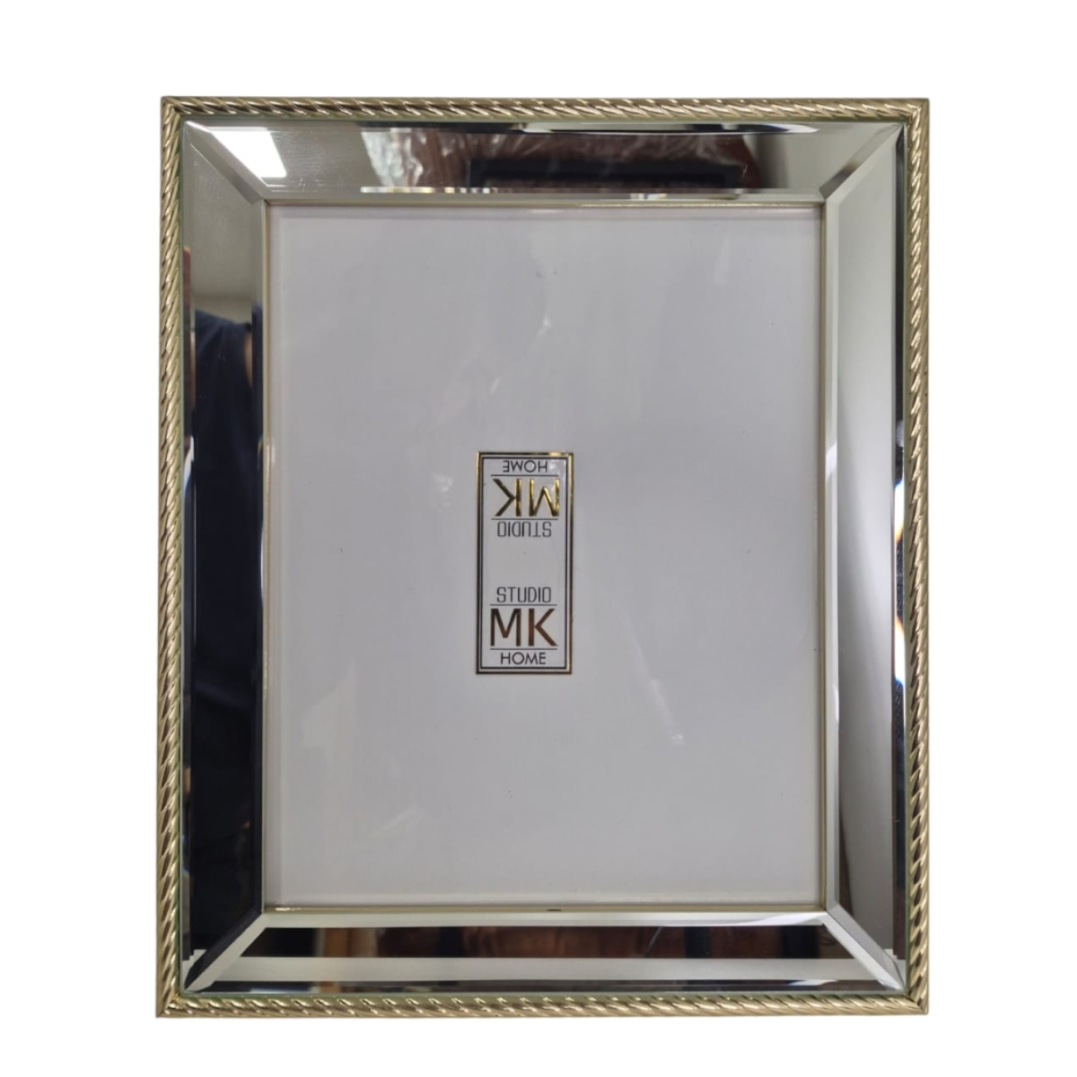 Porta Retrato Espelhado com Moldura Dourada Trançada P