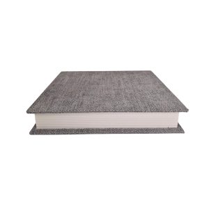 Caixa Livro Decorativa em Linho Cinza