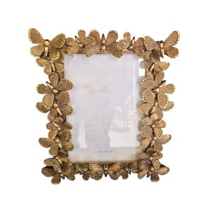 Porta Retrato em Resina Borboleta Dourada M