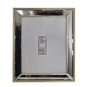 Porta Retrato Espelhado com Moldura Dourada Trançada G