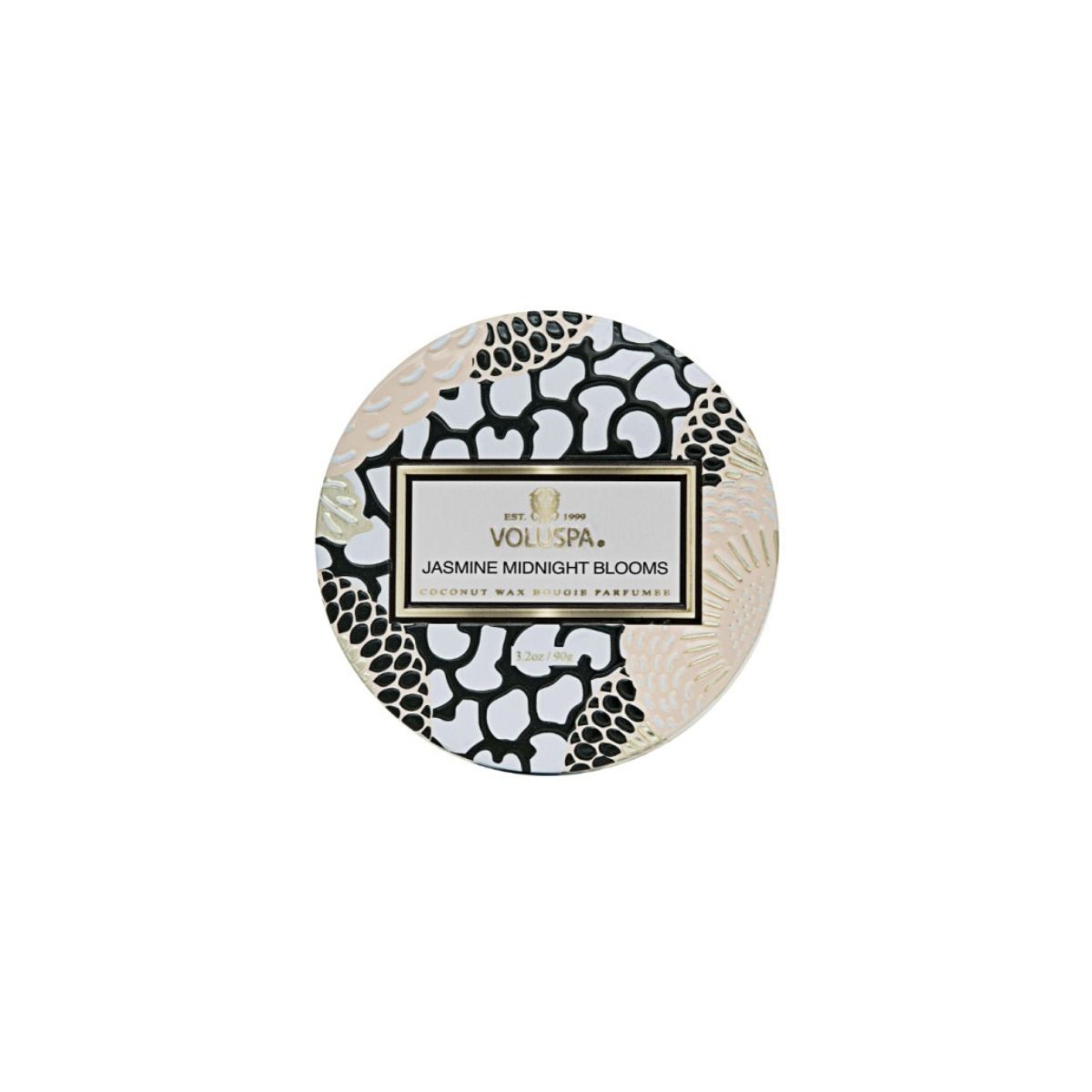 Vela Pote Vidro P 25H Relevo Jasmine Midnight Blooms Branco Voluspa