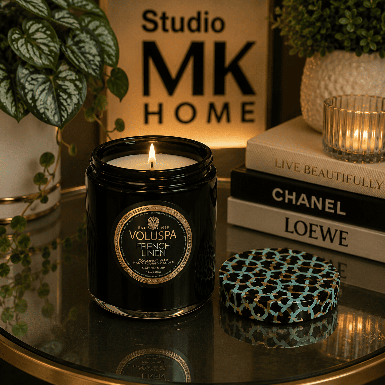 Vela Pote de Vidro G Maison French Linen Voluspa - 100h - Imagem 3