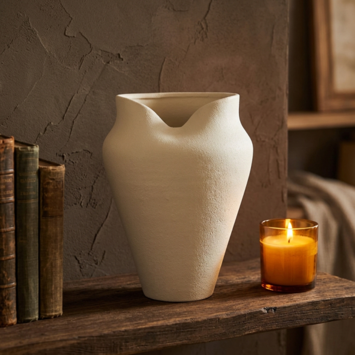 Vaso Decorativo em Cerâmica Orgânico Texturizado Off White M - Imagem 4
