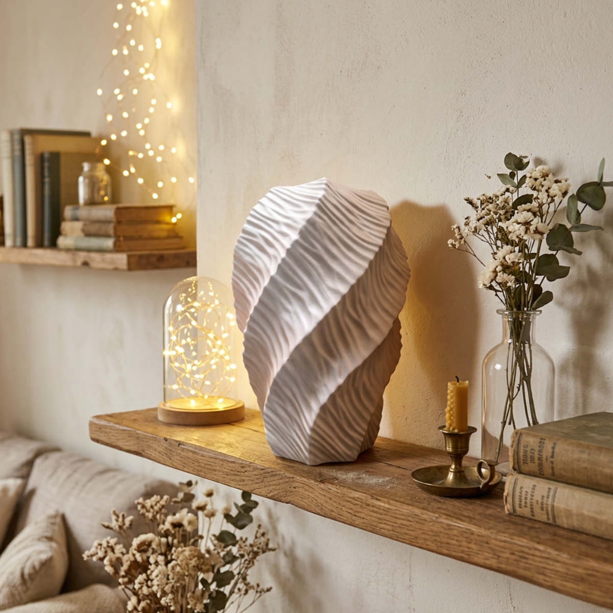 Vaso Decorativo em Porcelana Textura em Relevo Branco - Imagem 4