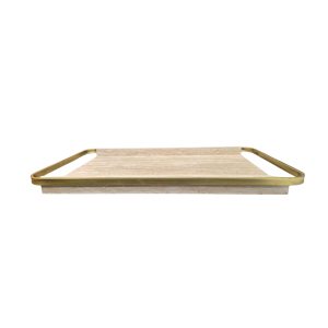 Bandeja Decorativa em Mdf com Metal Dourado G