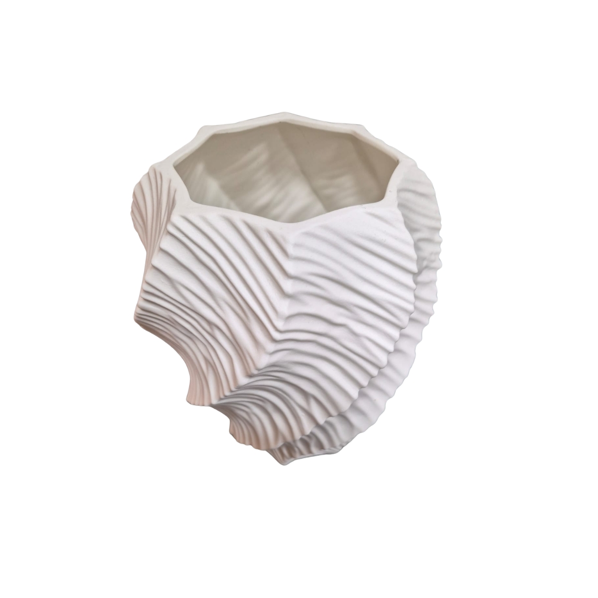 Vaso Decorativo em Porcelana Textura em Relevo Branco - Imagem 2