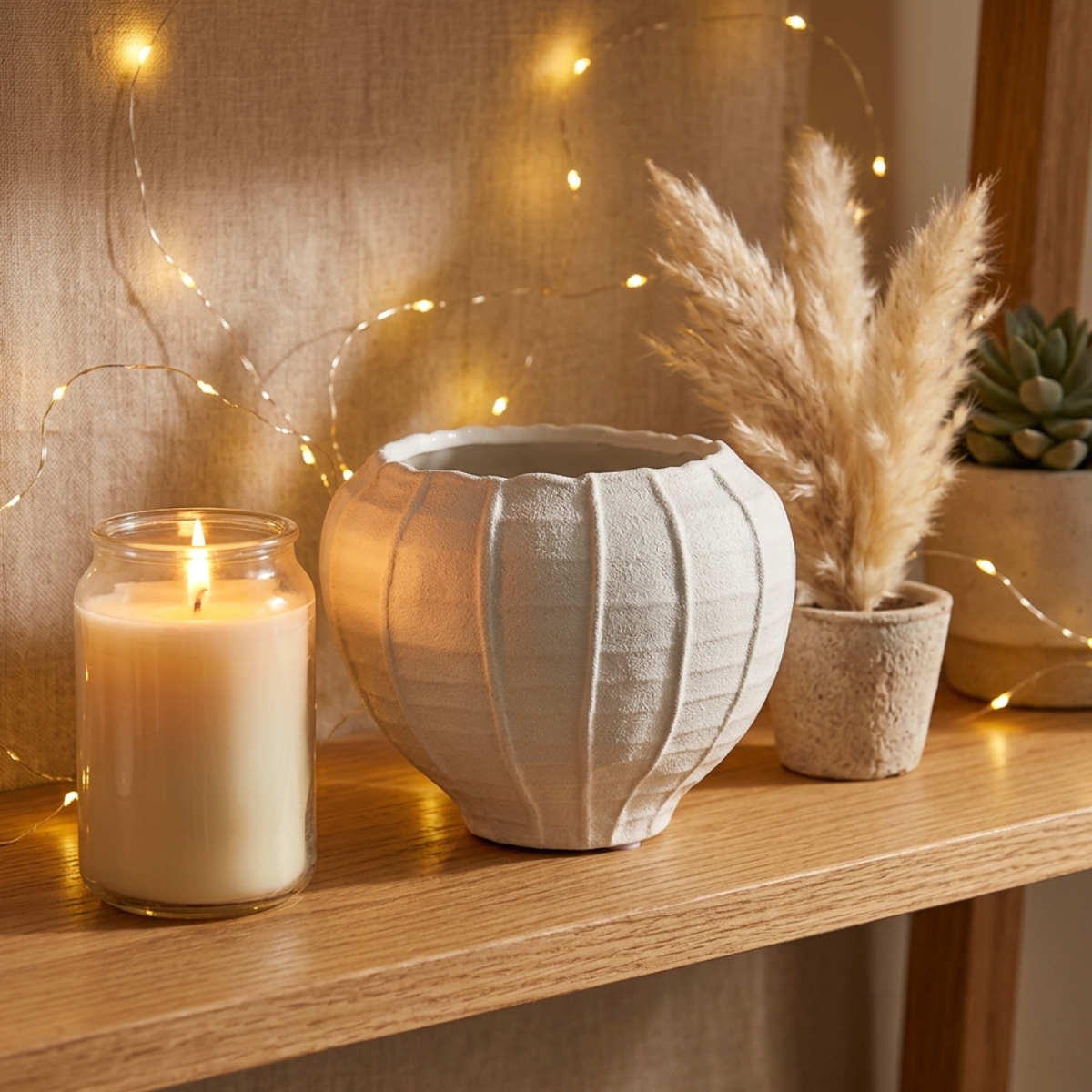 Vaso Decorativo em Cerâmica Com Relevos Orgânicos Off White P - Imagem 3
