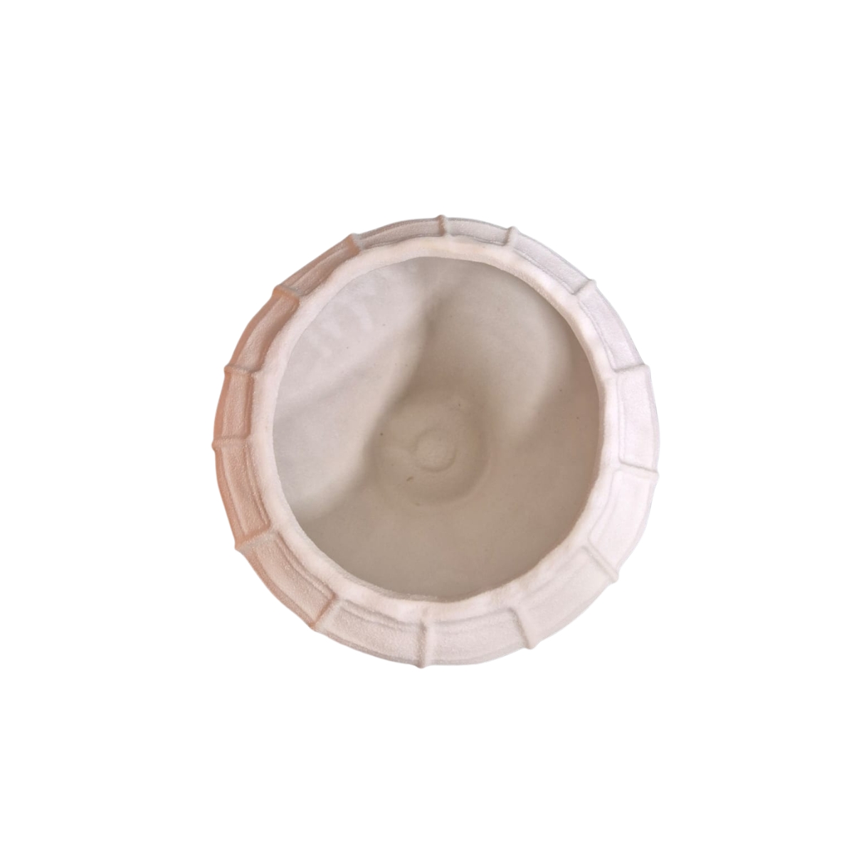Vaso Decorativo em Cerâmica Com Relevos Orgânicos Off White P - Imagem 2