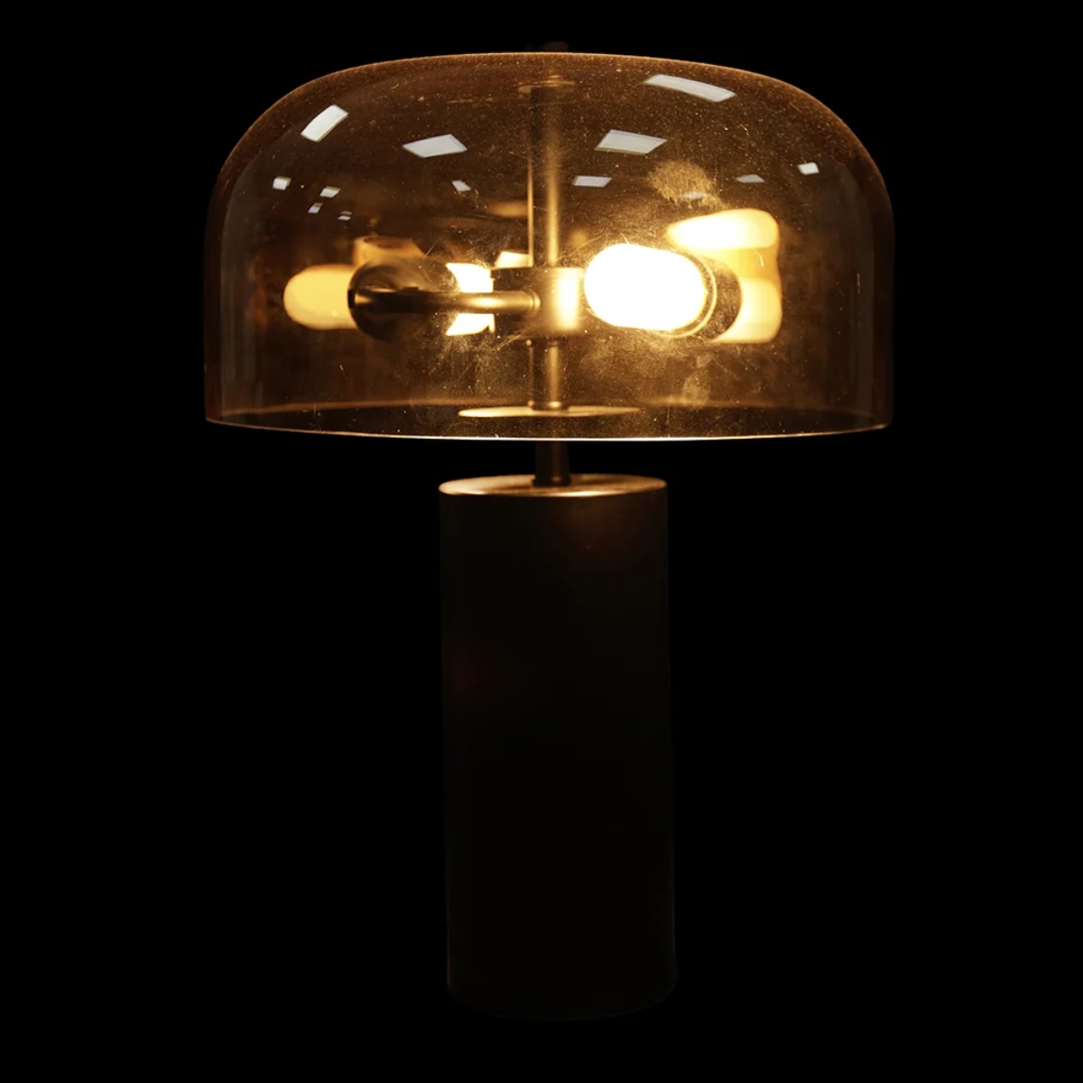 Abajur Decorativo em Metal e Vidro Preto e Âmbar - Imagem 3