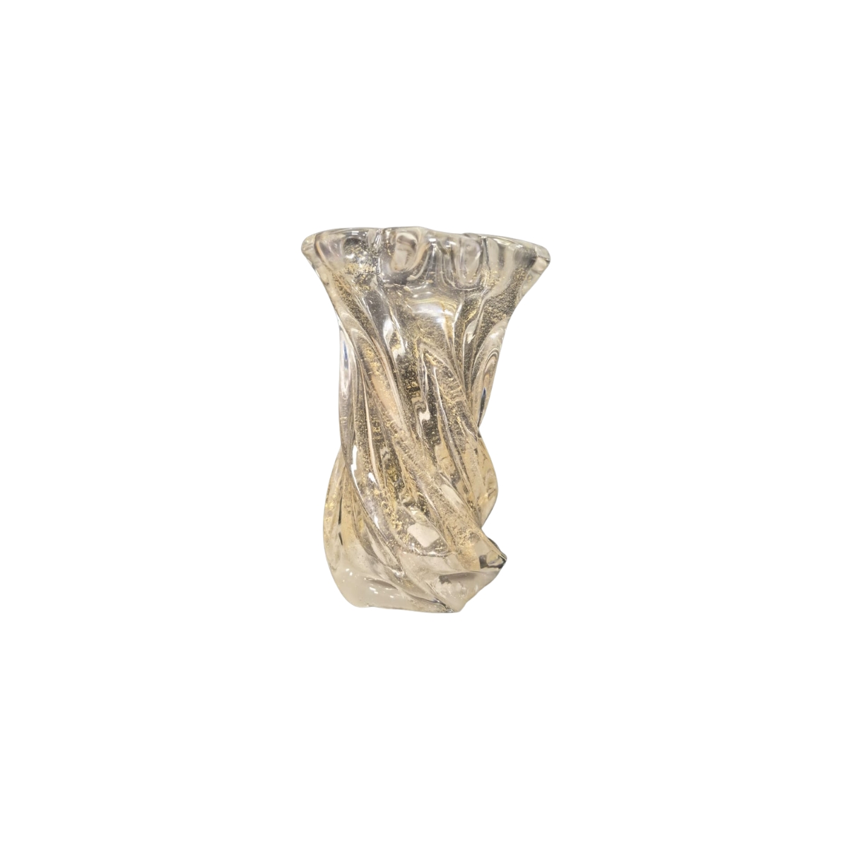 Vaso Decorativo Incolor com Pó de Ouro em Murano - M
