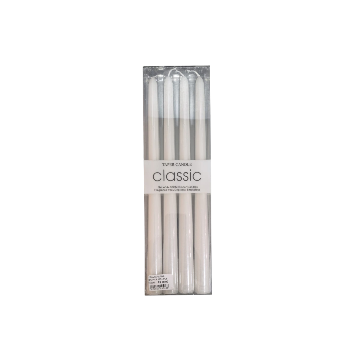 Kit com 4 Velas Decorativas em Parafina Branca 30 cm - Imagem 2