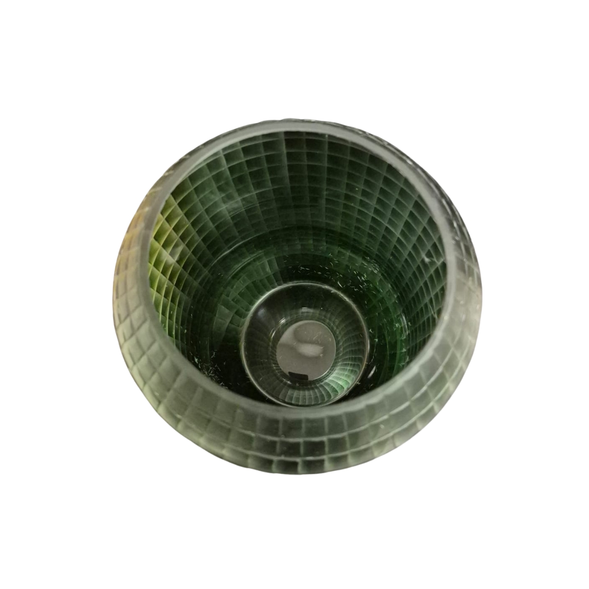 Vaso Decorativo em Vidro Com Relevo Quadriculado Verde - Imagem 2