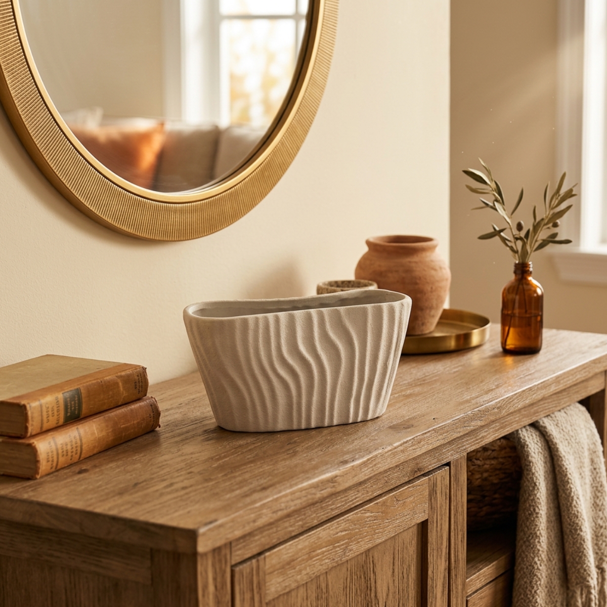 Vaso Decorativo em Cerâmica Branco com Relevos - Imagem 4