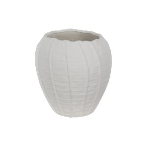 Vaso Decorativo em Cerâmica Com Relevos Orgânicos Off White M