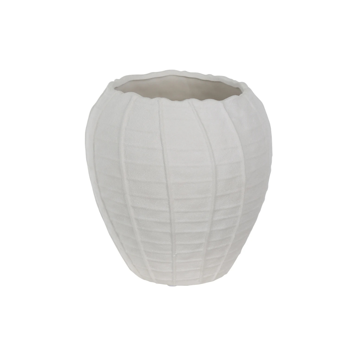 Vaso Decorativo em Cerâmica Com Relevos Orgânicos Off White M