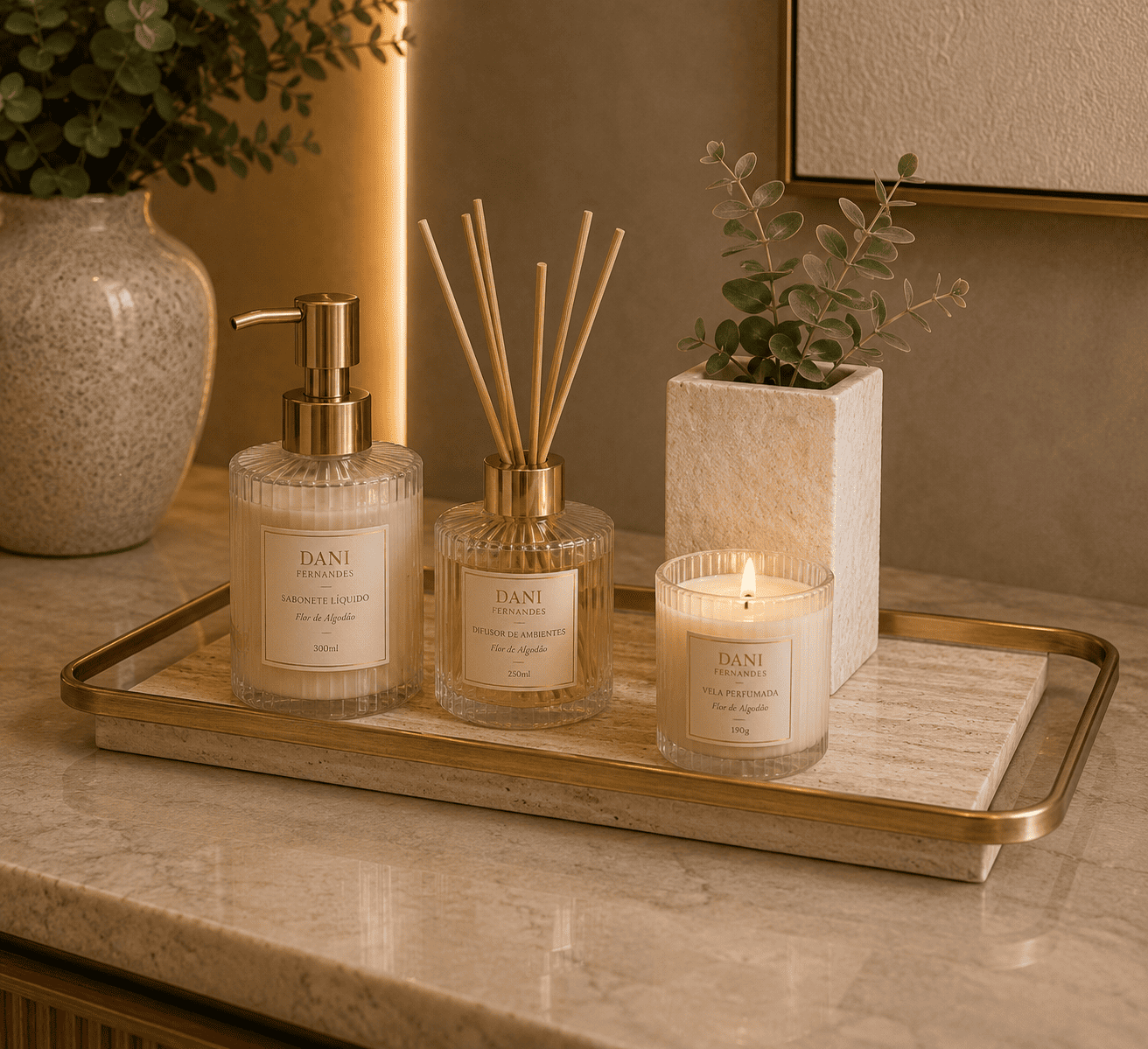 Bandeja Decorativa em Mdf com Metal Dourado G - Imagem 3
