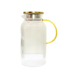 Jarra  de  Vidro  com  Tampa  Aço  Dourado  1,9L