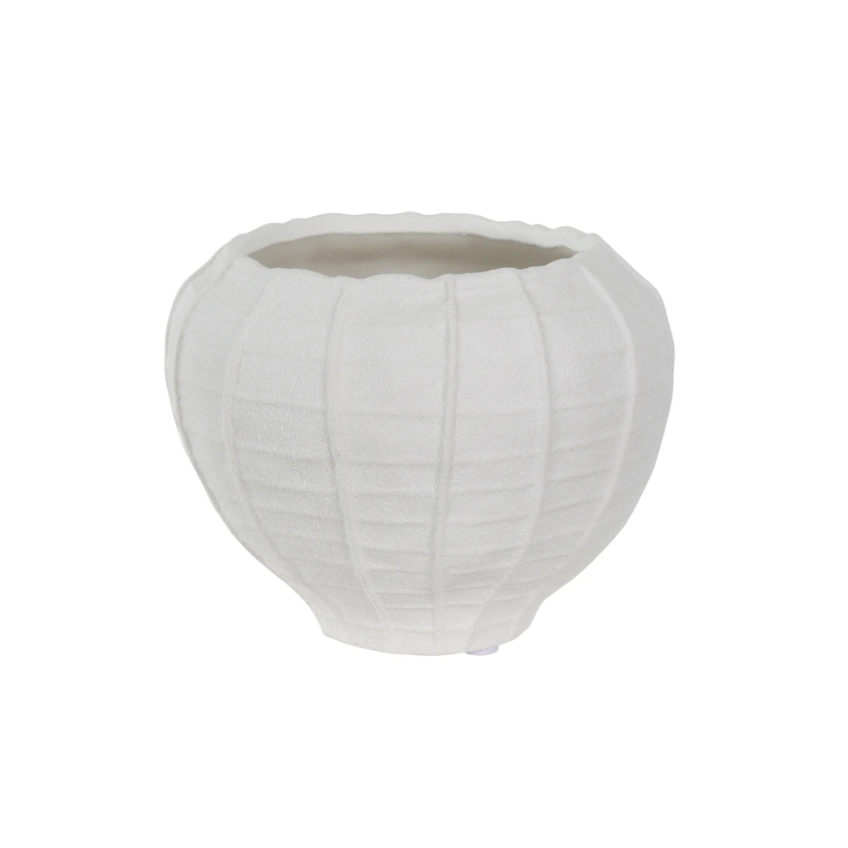 Vaso Decorativo em Cerâmica Com Relevos Orgânicos Off White P