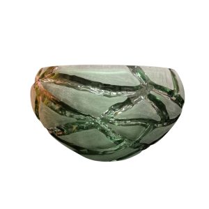Vaso Decorativo em Vidro Com Relevo Orgânico Verde