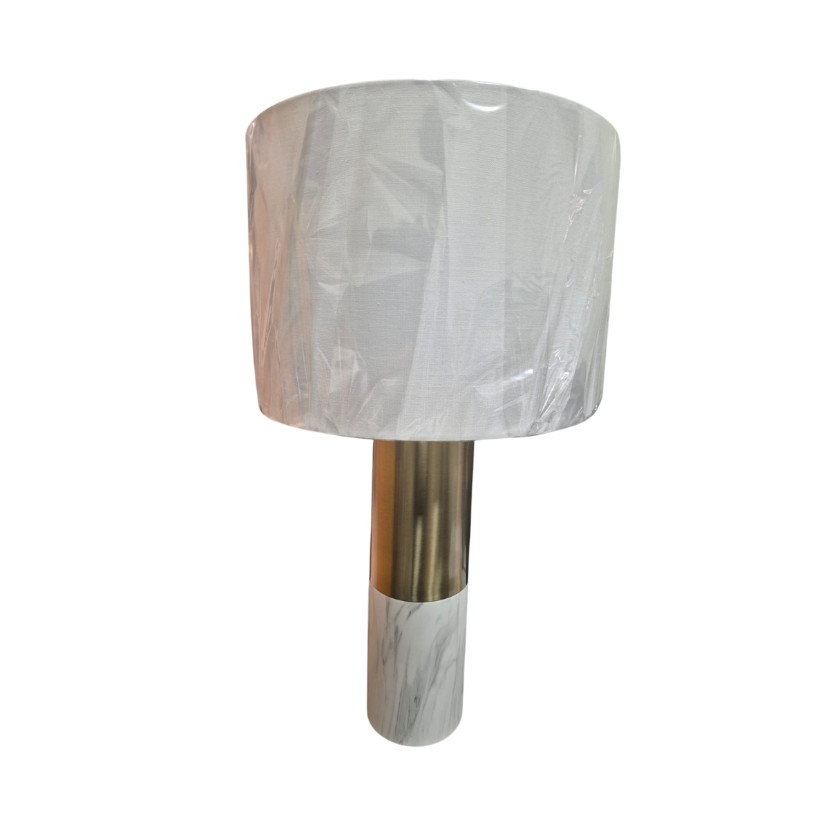 Abajur Decorativo em Metal e Mármore Branco Dourado