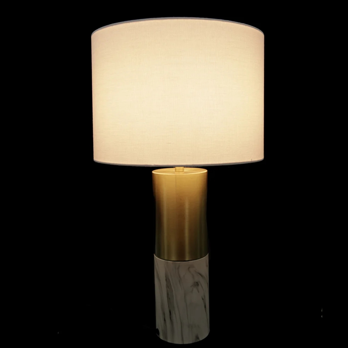 Abajur Decorativo em Metal e Mármore Branco Dourado - Imagem 3