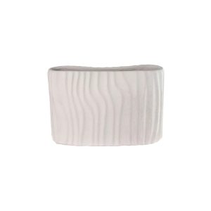 Vaso Decorativo em Cerâmica Branco com Relevos