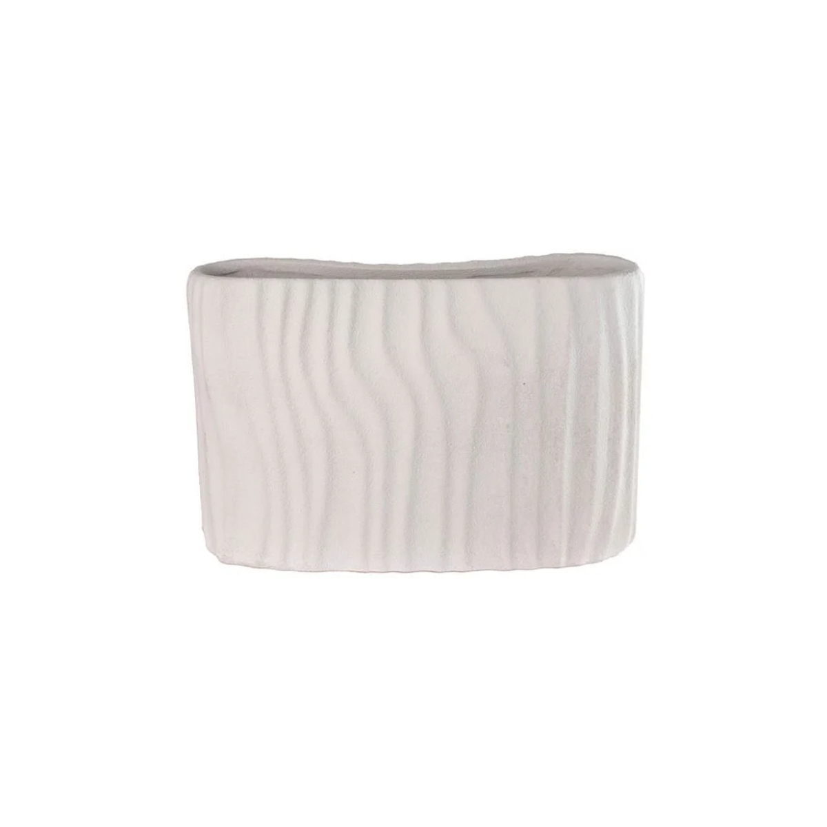 Vaso Decorativo em Cerâmica Branco com Relevos