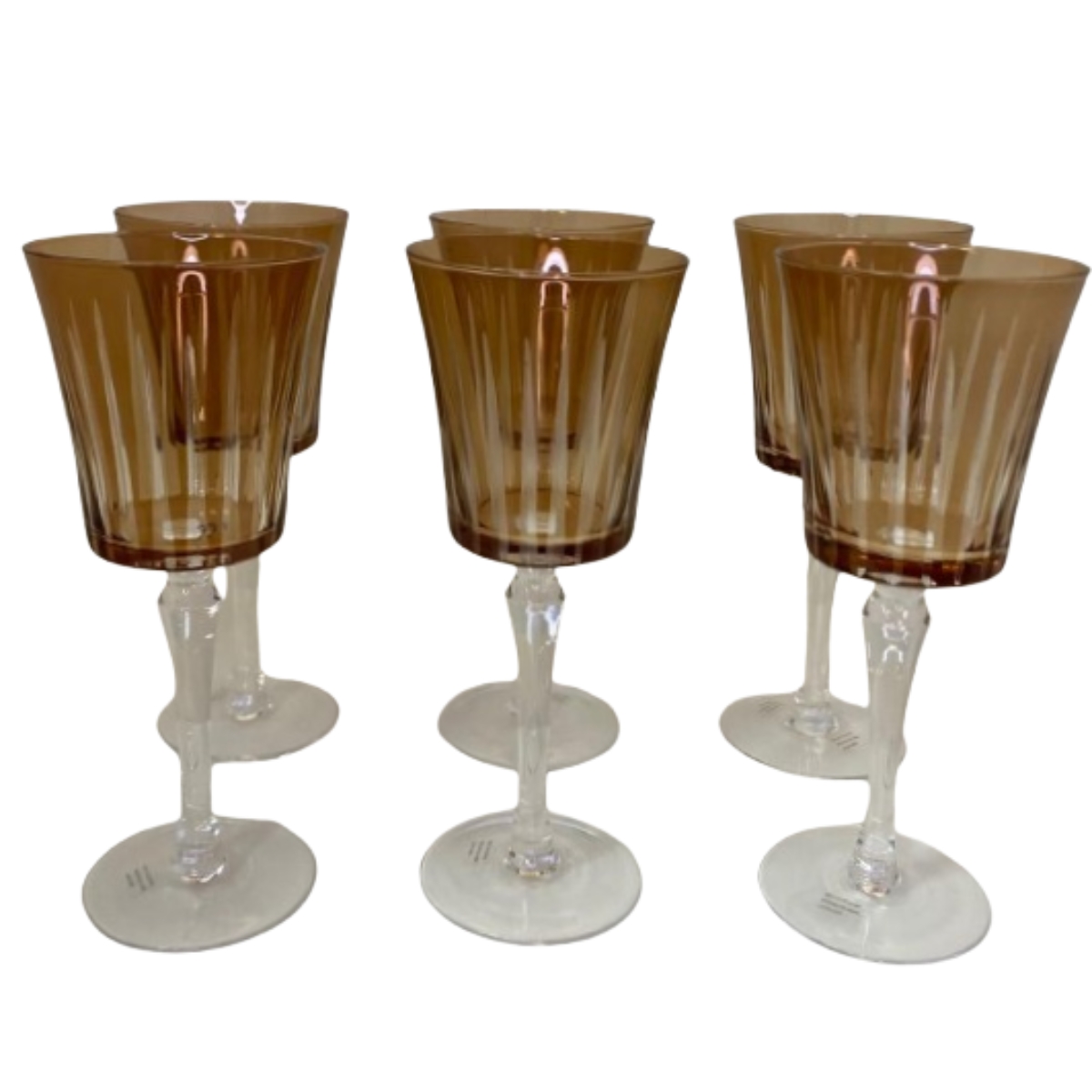 Set de Taças Vidro Lapidado Âmbar