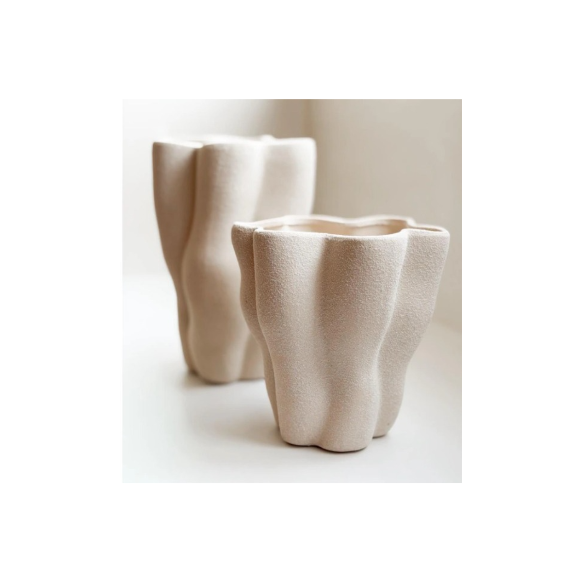 Vaso Decorativo em Cerâmica Orgânico Off White M - Imagem 3