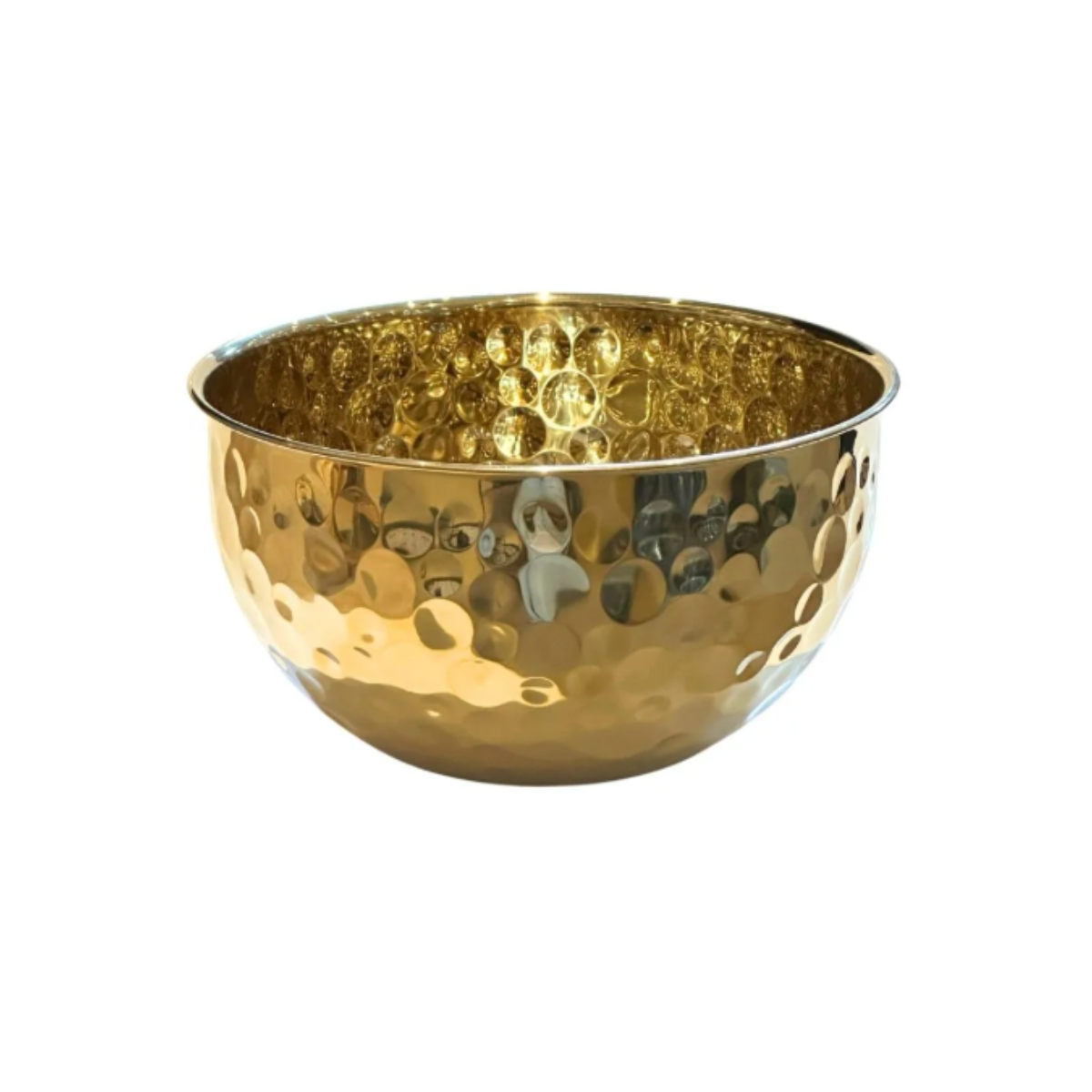 Bowl Decorativo em Aço Inox Martelado Dourado 26 cm