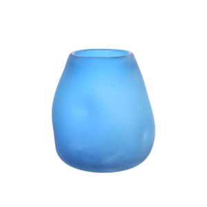 Vaso Decorativo Em Vidro Azul Marino P