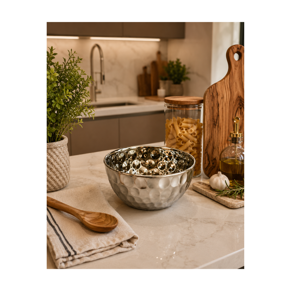 Bowl Decorativo em Aço Inox Martelado - Imagem 3