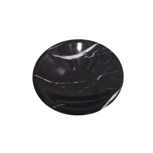 Bowl Decorativo Em Mármore Preto e Metal Dourado