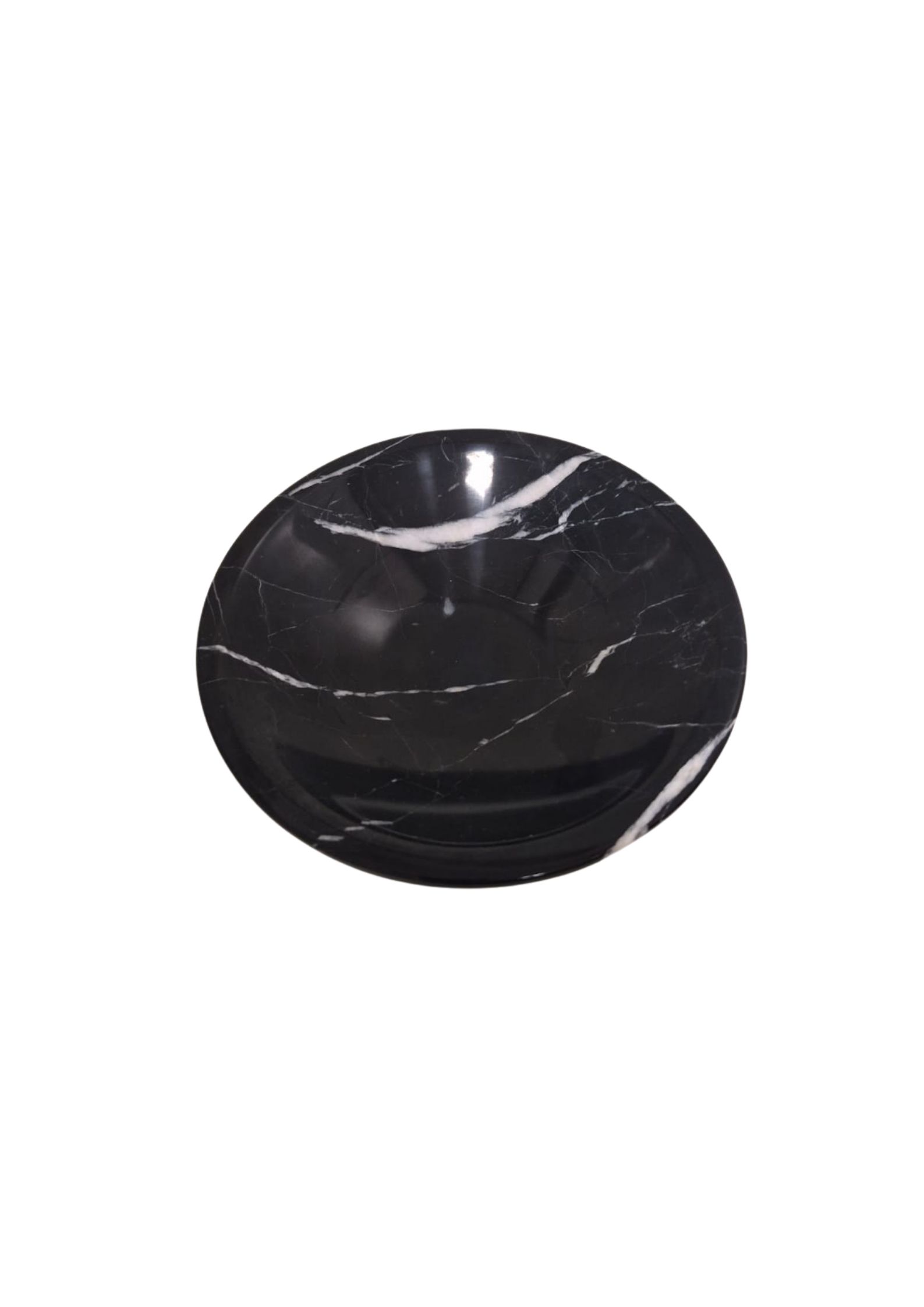 Bowl Decorativo Em Mármore Preto e Metal Dourado