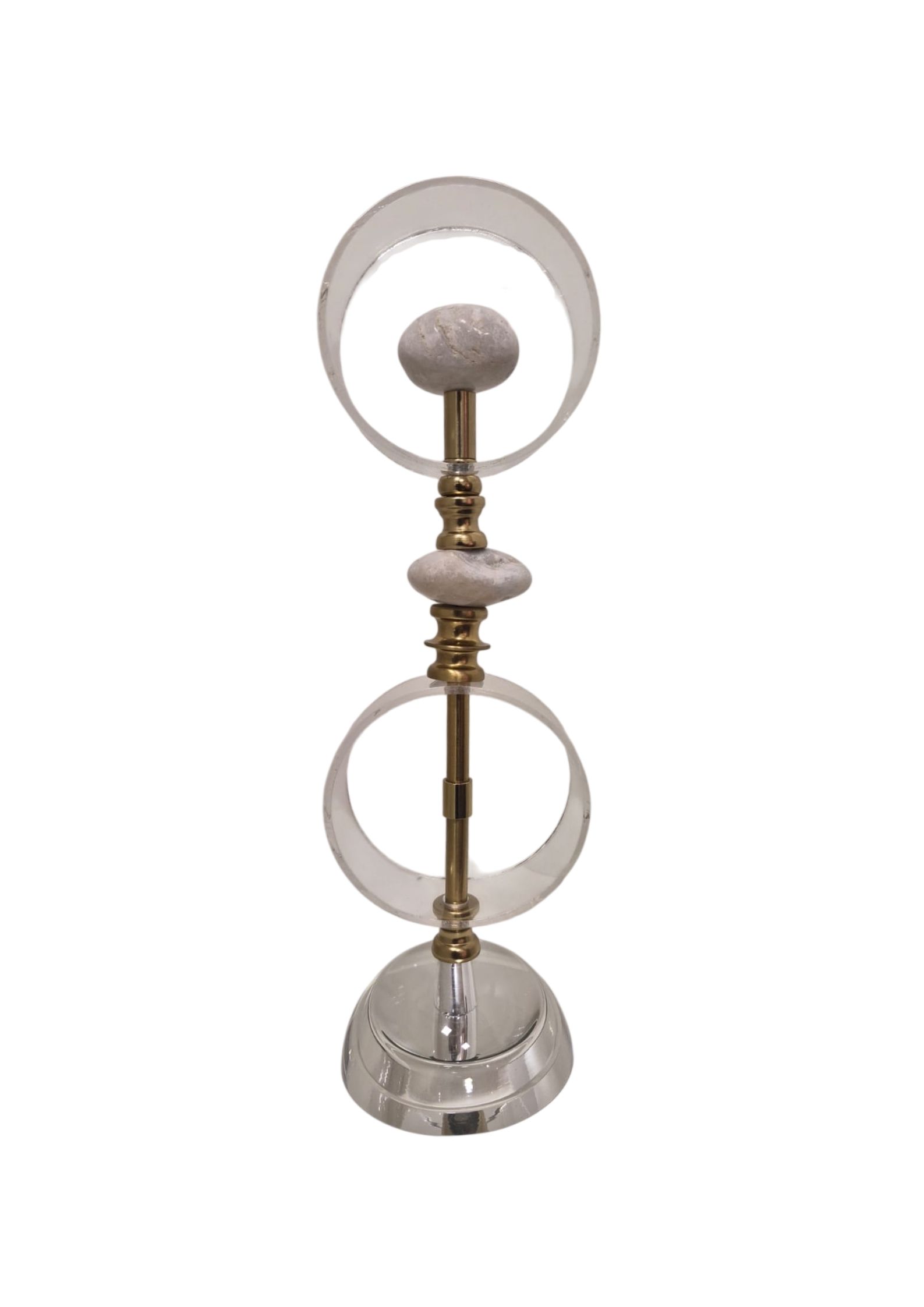 Escultura Decorativa Em Cristal Com Pedras e Acrílico - P